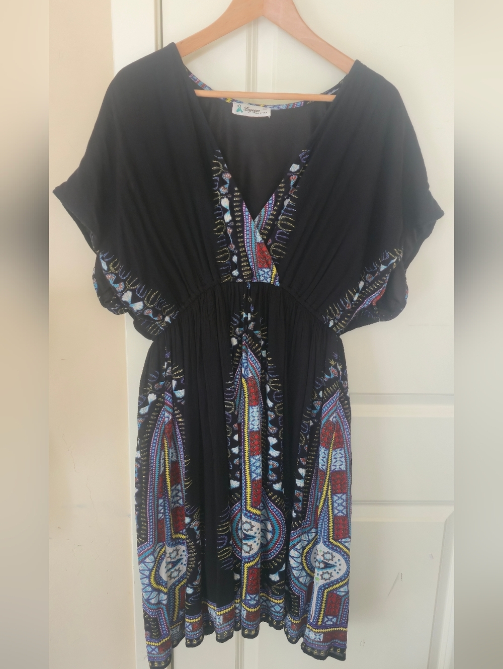 Lapogee 3XL Boho Babydoll Shirt Sleeve Dress Dashiki Tribal Rodeo Travel Gypsy - Picture 2 of 13